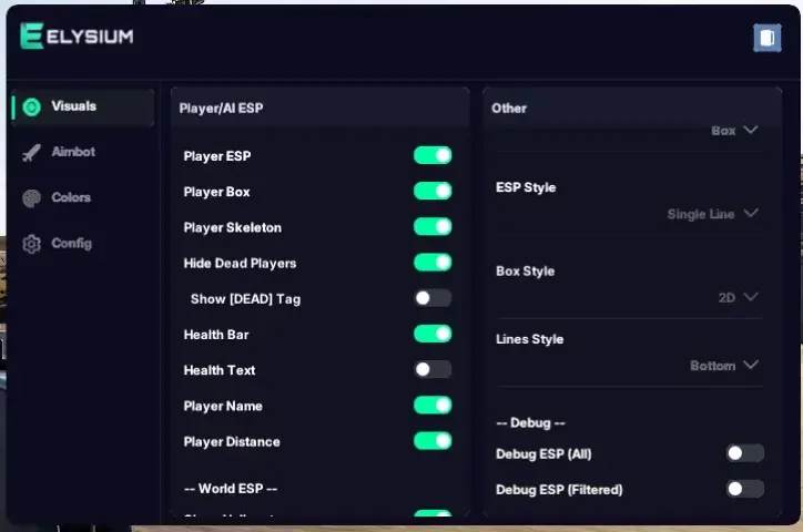 Player skeleton and box ESP